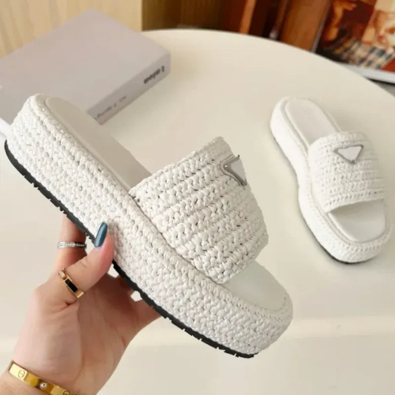 HANDKNIT THICK SOLE RUBBER SLIPPERS