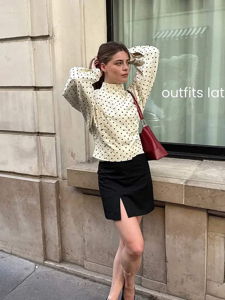 POLKA DOT SLIM-FIT ZIPPER JACKET