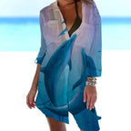 OCEAN PRINT LONG SLEEVE BLOUSE SOLELII