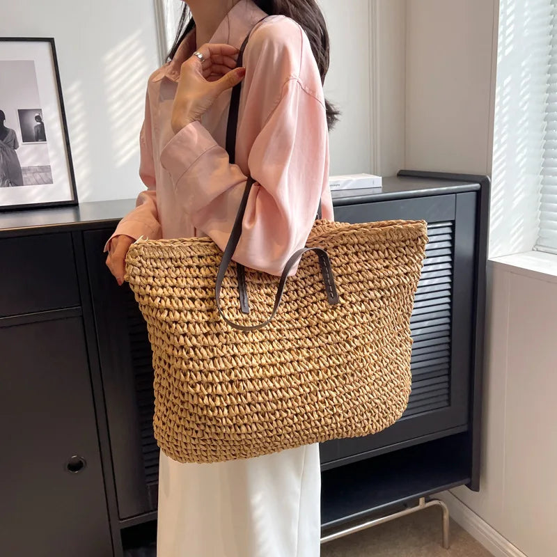 LUXURY STRAW WOVEN TOTE BAG