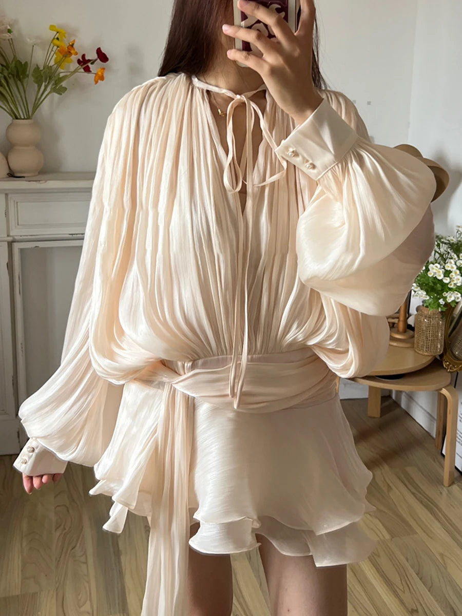MINI A-LINE DRESS WITH LACE-UP DETAIL