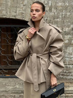 WOMEN'S CROPPED TRENCH COAT SOLELII