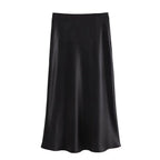WOMEN’S HIGH WAIST SATIN MIDI SKIRT SOLELII