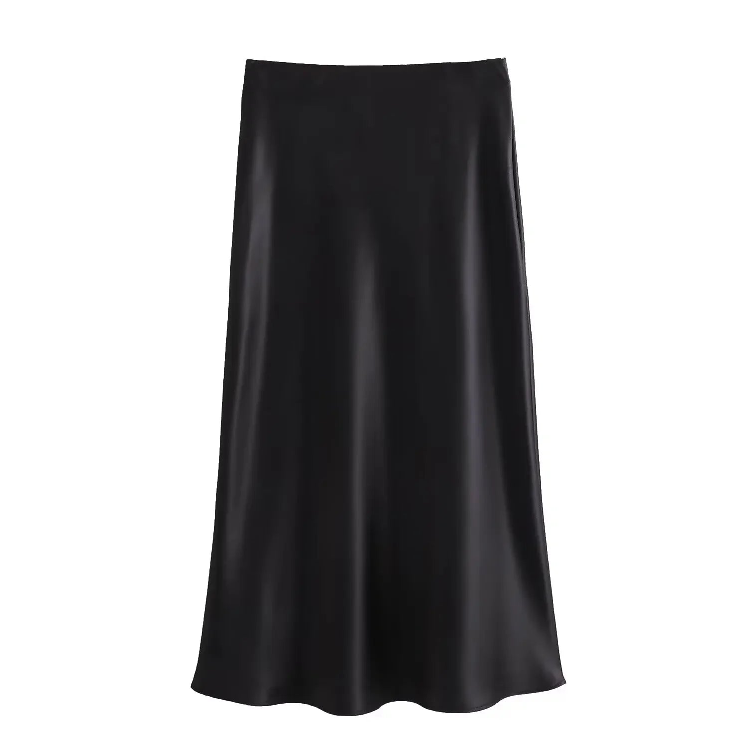HIGH-WAISTED SATIN MIDI SKIRT