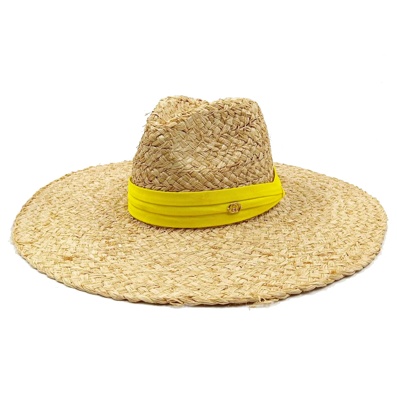 STRAW HAT WITH LACE BAND AND WIDE BRIM