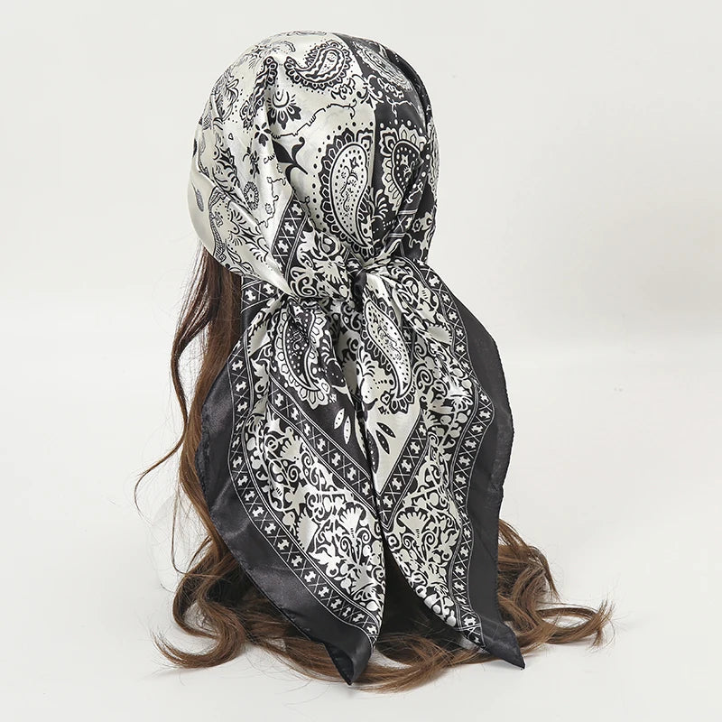 SATIN PRINT MULTIFUNCTIONAL SQUARE SCARF