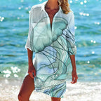 OCEAN PRINT LONG SLEEVE BLOUSE SOLELII