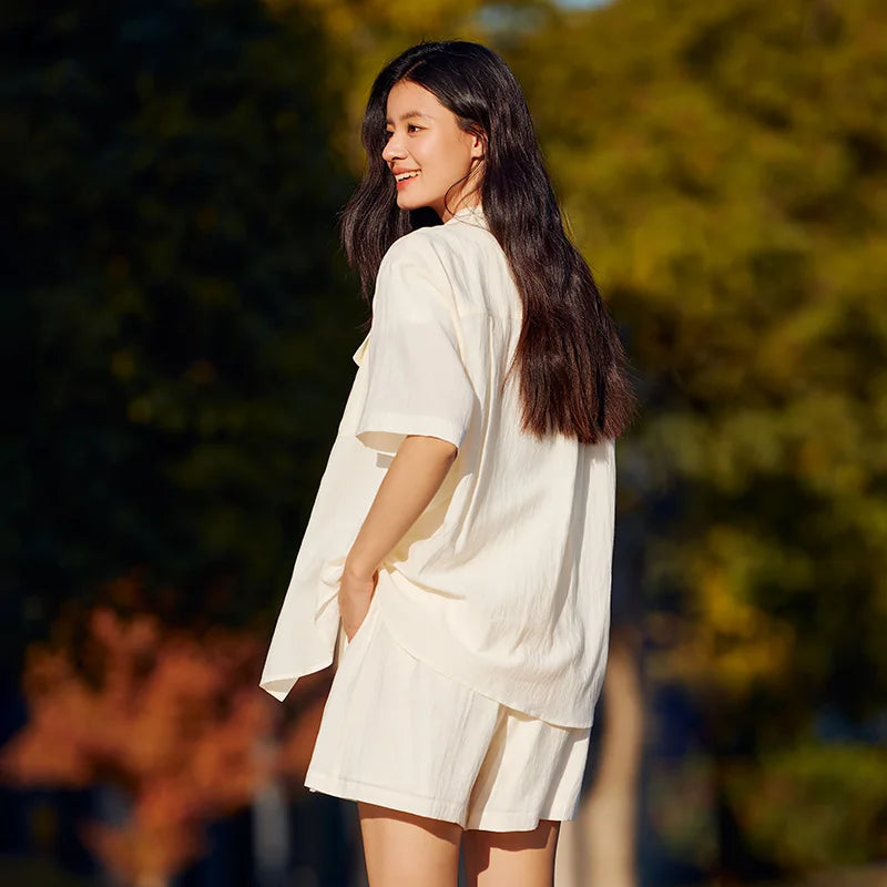 MID-LONG TEXTURED TOP & SHORTS SET
