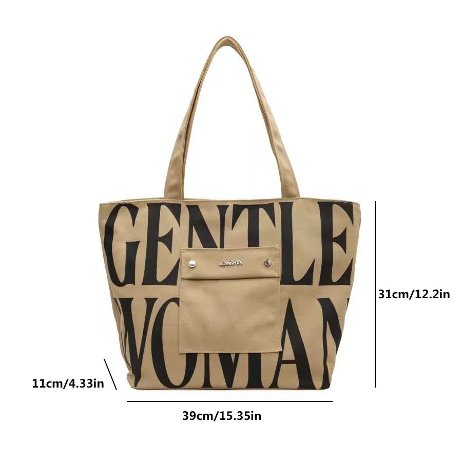 SINGLE SHOULDER LETTER TOTE BAG