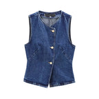 WOMEN’S BLUE DENIM CROPPED VEST Test