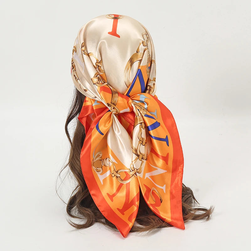SATIN PRINT MULTIFUNCTIONAL SQUARE SCARF