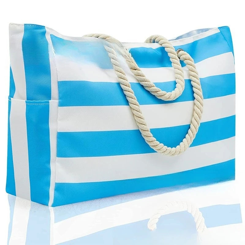 STRIPED CANVAS BEACH STORAGE BAG