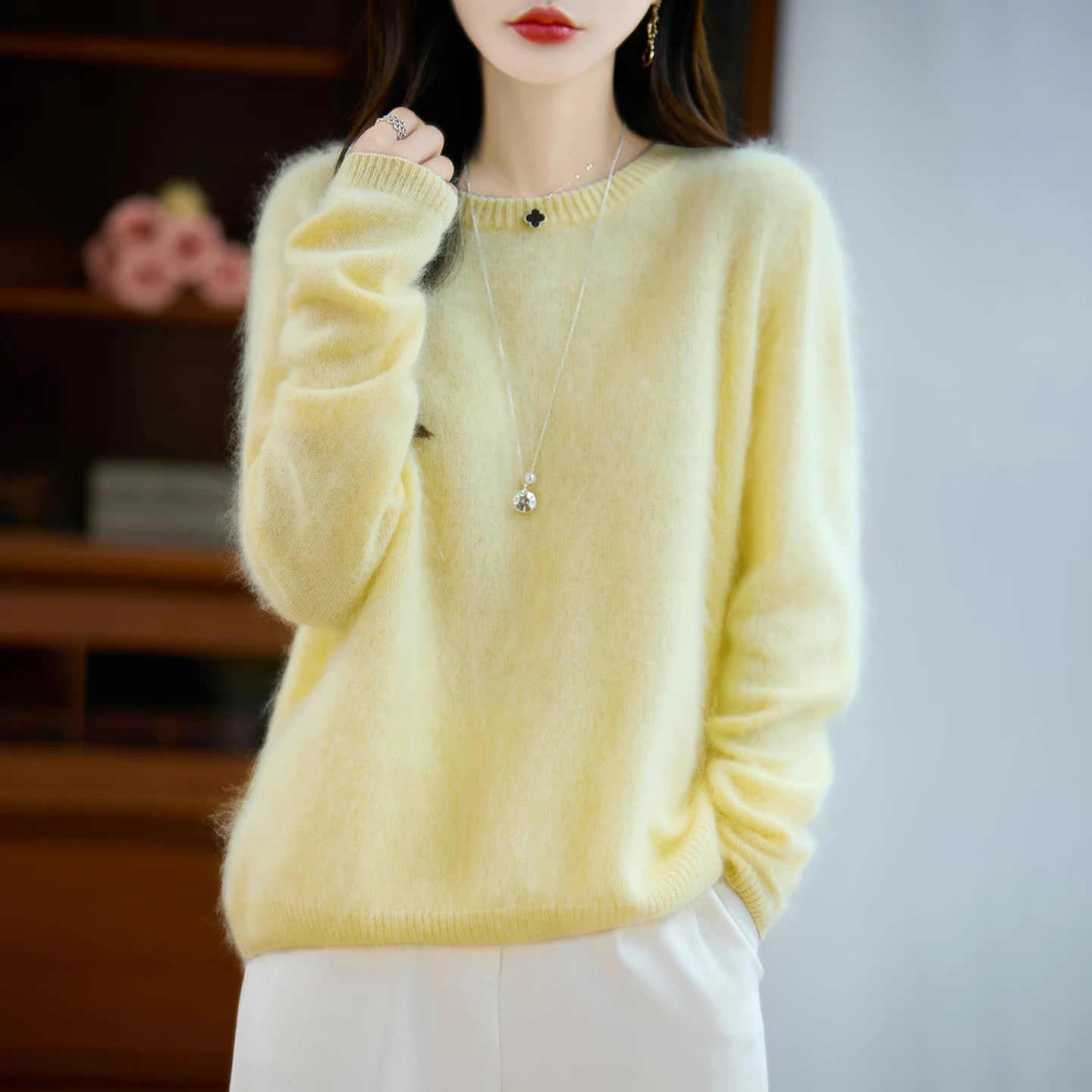 LONG SLEEVE PURE WOOL SWEATER