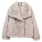 FAUX FUR COAT WITH LAPEL COLLAR SOLELII