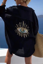 CASUAL BRIGHT SEQUIN EVIL EYE LONG BLOUSE SOLELII