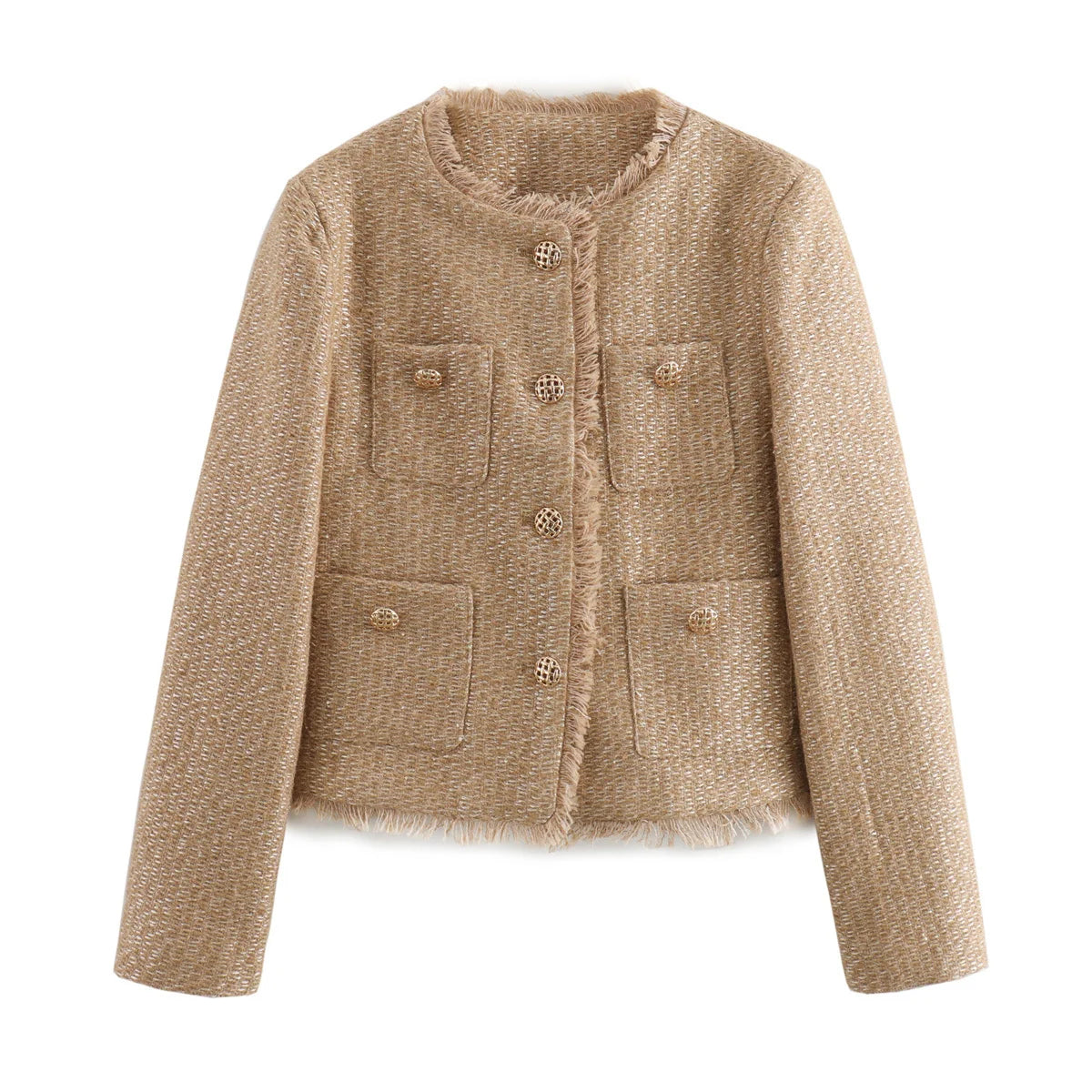 SHORT TWEED JACKET WITH FRONT BUTTONS