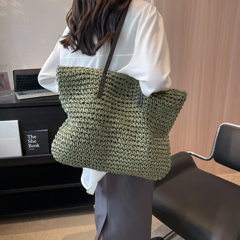 LUXURY STRAW WOVEN TOTE BAG