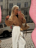 CROPPED SUEDE JACKET WITH ZIPPER SOLELII