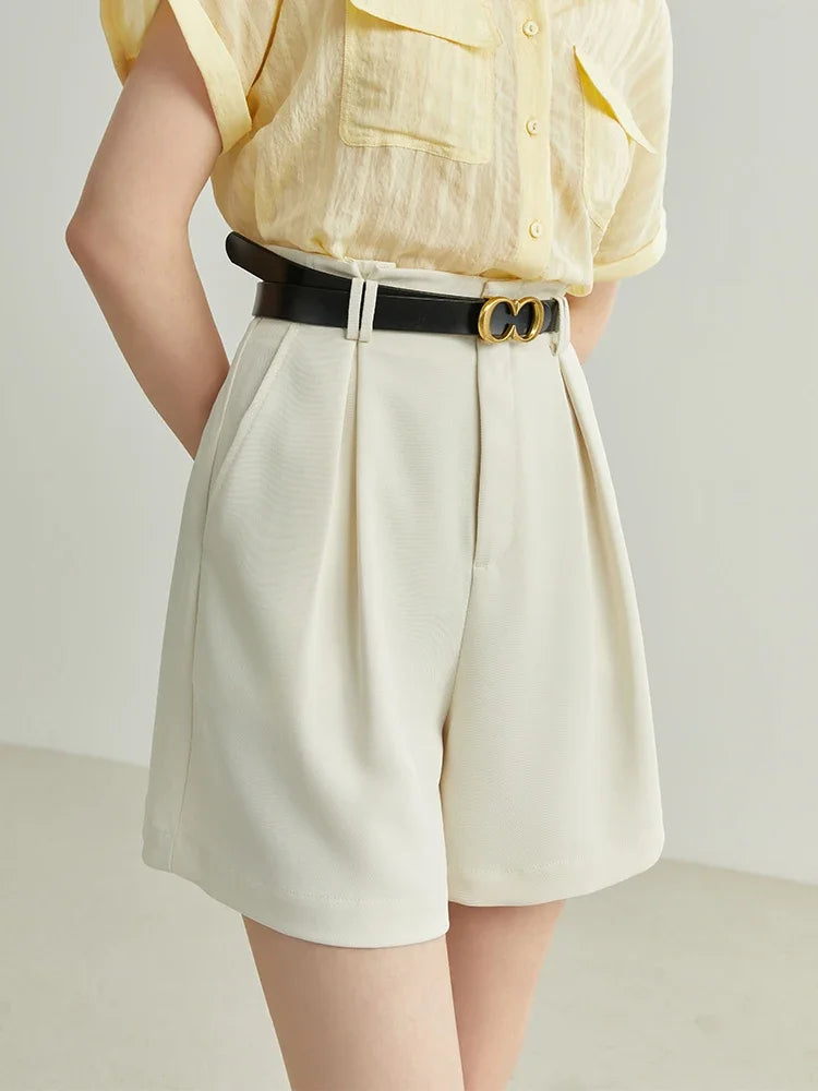 MINIMALIST HIGH WAIST CASUAL WHITE SHORTS