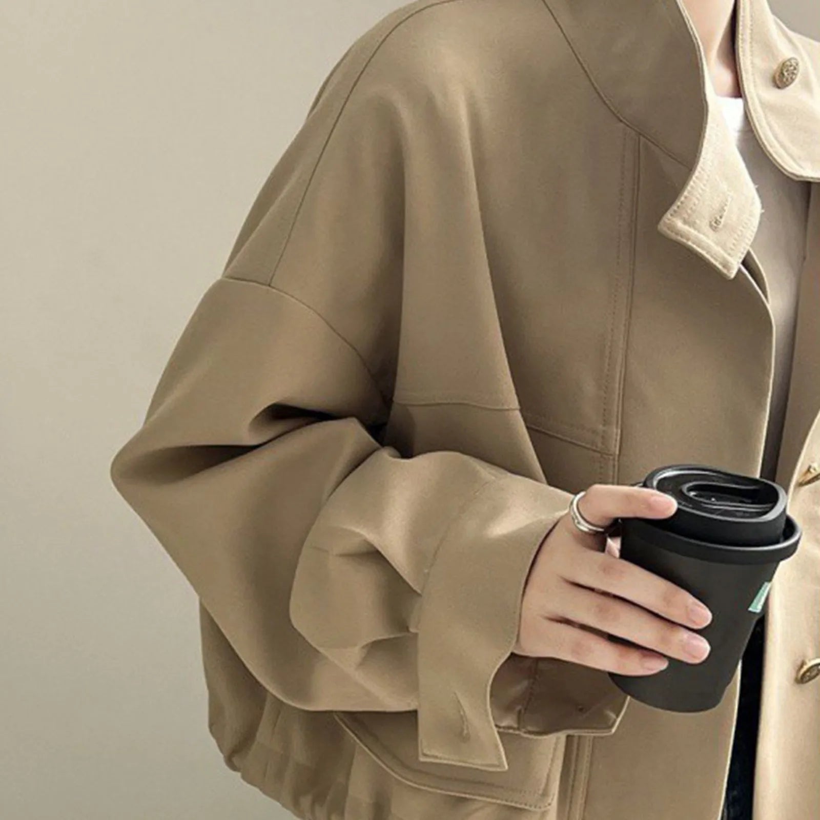 WOMEN'S SOLID COLOR CROPPED JACKET