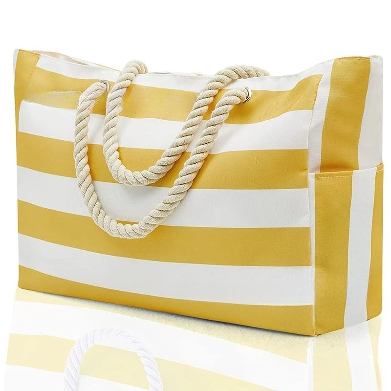 STRIPED CANVAS BEACH STORAGE BAG