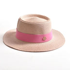 WOMEN’S STRAW SUN HAT WITH FLAT BRIM & RIBBON Test