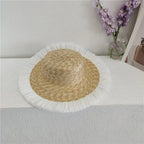 STRAW HAT WITH LACE BAND AND WIDE BRIM Test