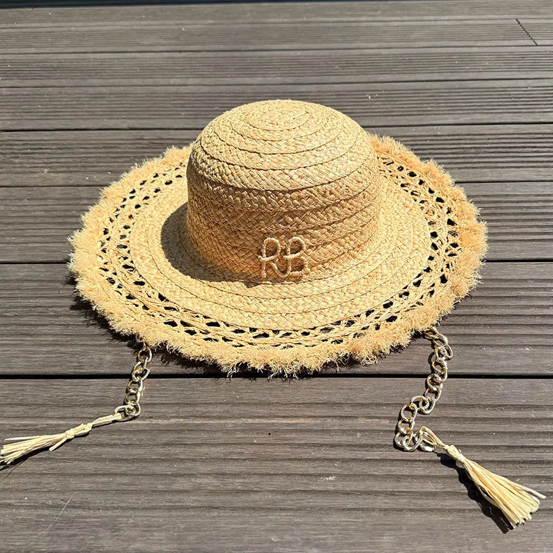 PANAMA HAT WITH PEARLS WIDE BRIM ANTI-UV