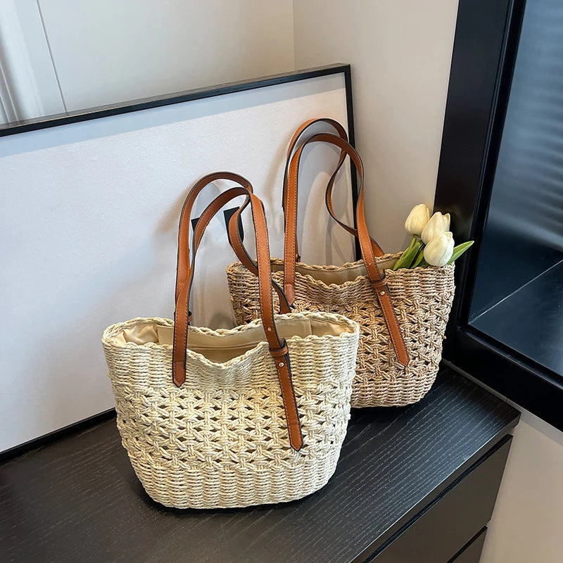 BOHEMIAN RATTAN WOVEN TOTE BAG