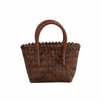 WOVEN BAMBOO-HANDLE CROCHET TOTE