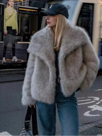 FAUX FUR COAT WITH LAPEL COLLAR SOLELII