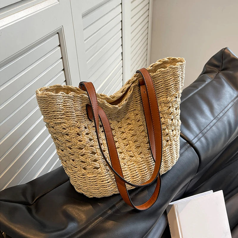 BOHEMIAN RATTAN WOVEN TOTE BAG