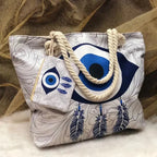 LARGE POLYESTER GREEK EYE BEACH BAG SOLELII