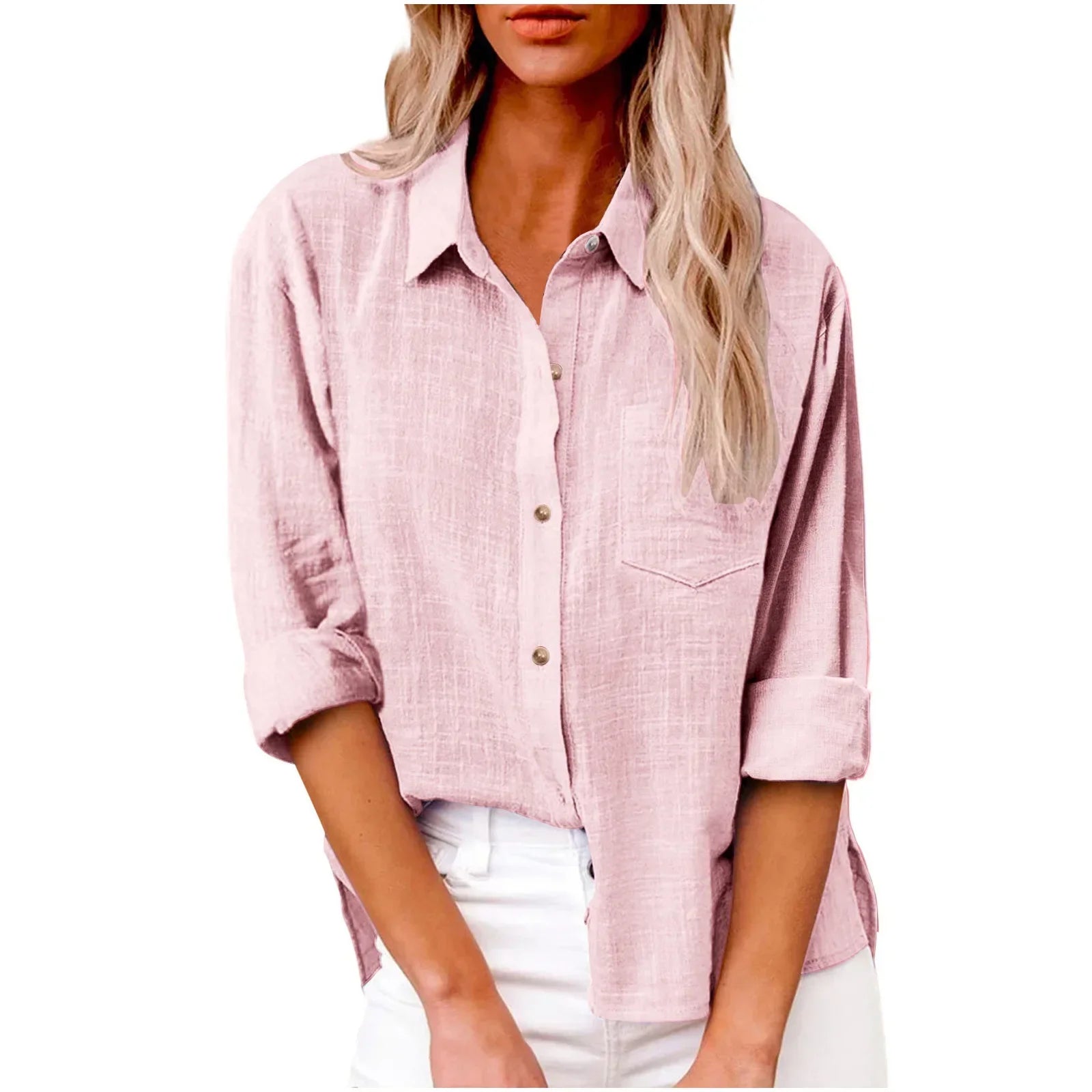 COTTON LINEN LONG SLEEVE TOP