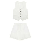 VINTAGE COTTON LINEN SHORTS SET SOLELII