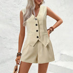ELEGANT SET SLEEVELESS VEST HIGH WAIST SOLELII