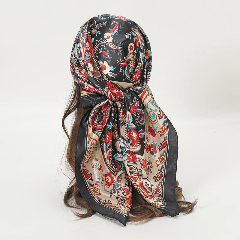SATIN PRINT SQUARE SCARF