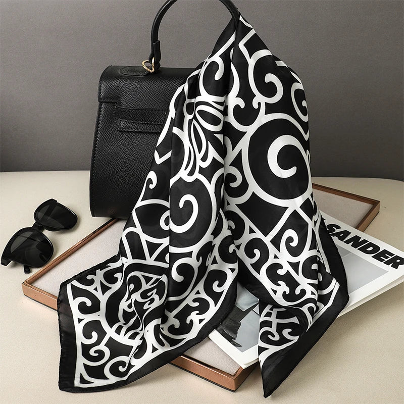LUXURY PLAID SILK-LIKE SQUARE SCARF