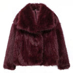 FAUX FUR COAT WITH LAPEL COLLAR SOLELII