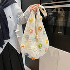 BOHEMIAN KNIT STRAW ZIPPER TOTE SOLELII