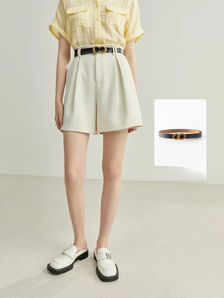 MINIMALIST HIGH WAIST CASUAL WHITE SHORTS