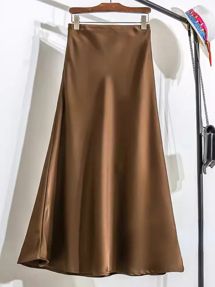 KOREAN SATIN FISHTAIL HIGH WAIST SKIRT