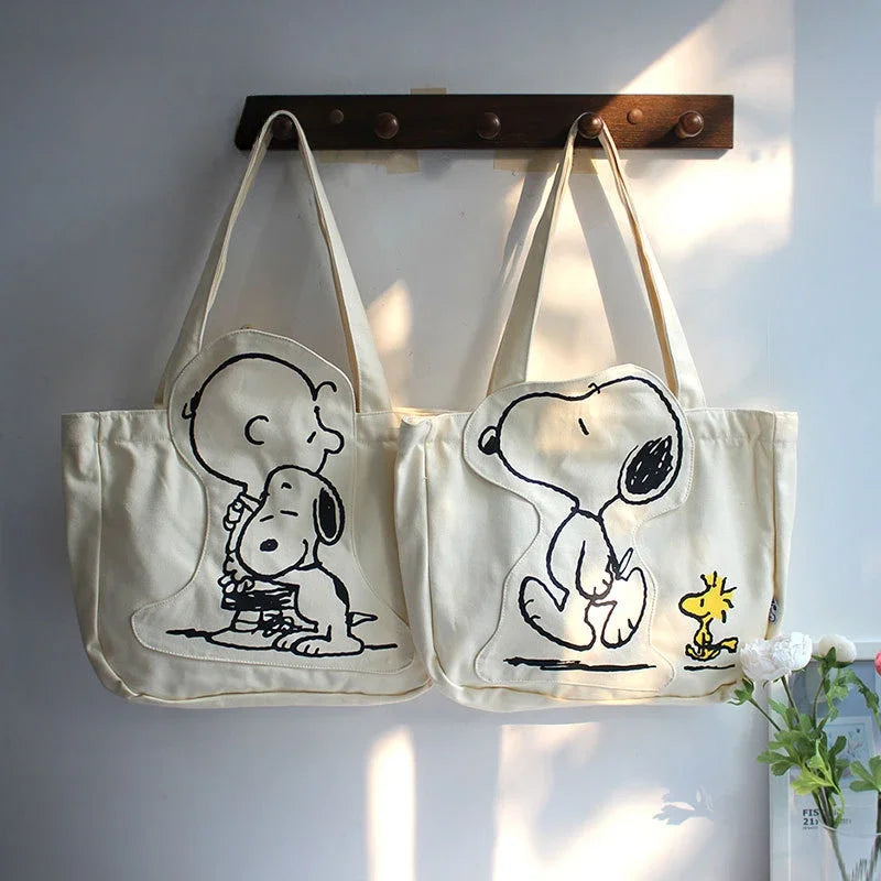 SNOOPY PRINT CANVAS CROSSBODY BAG