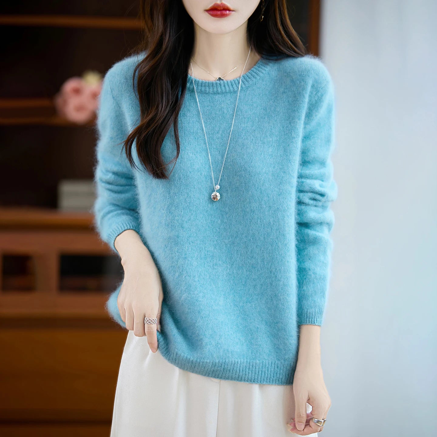 LONG SLEEVE PURE WOOL SWEATER