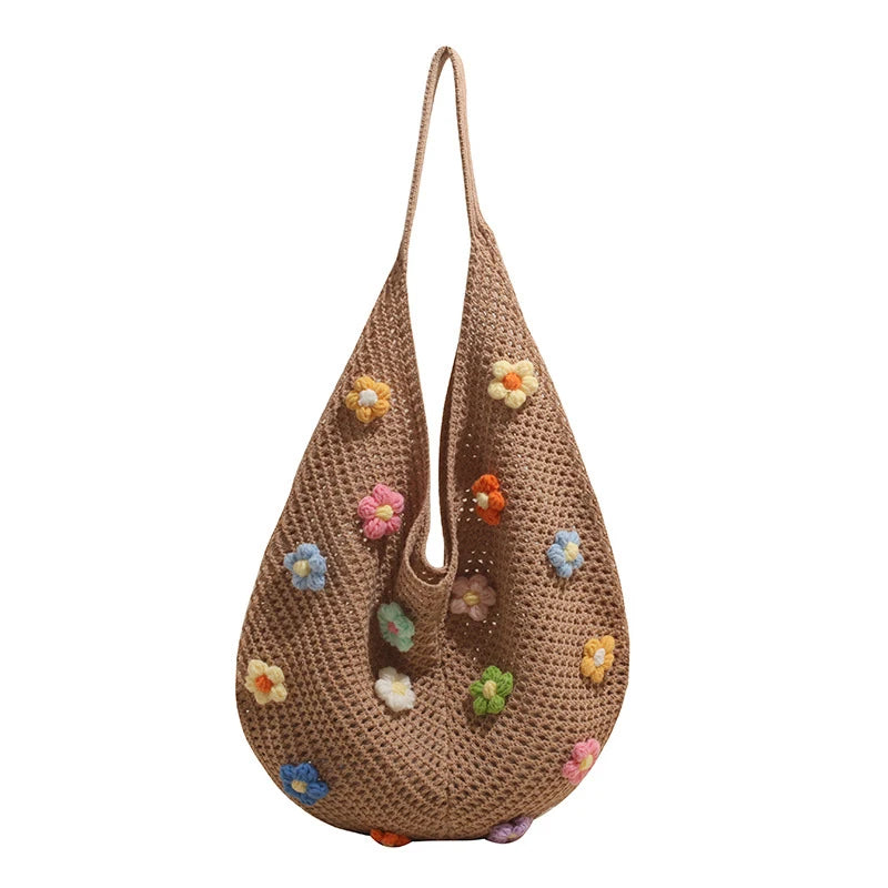 BOHEMIAN KNIT STRAW ZIPPER TOTE