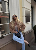 CROPPED SUEDE JACKET WITH ZIPPER SOLELII