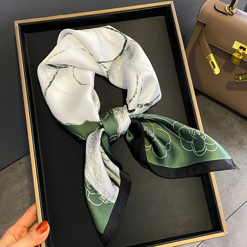 LUXURY PLAID SILK-LIKE SQUARE SCARF