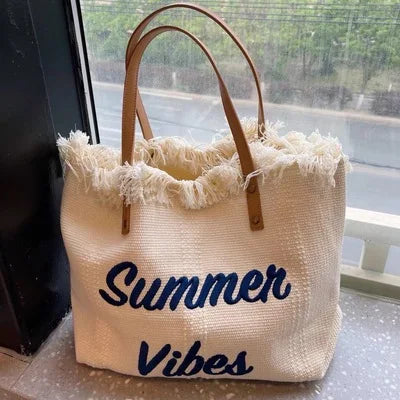 WOMEN'S LARGE CANVAS TOTE BEACH BAG