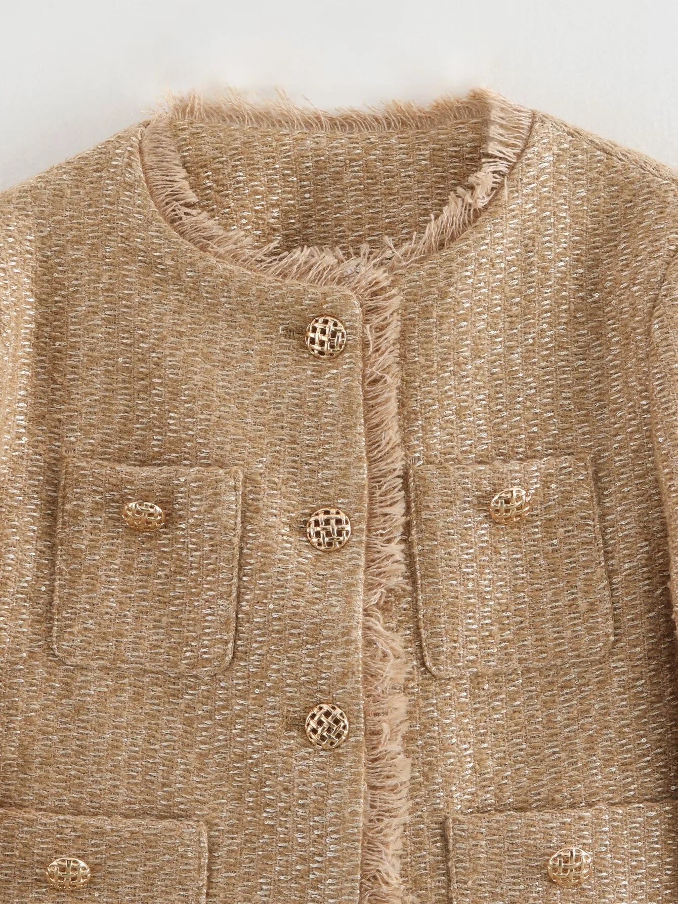 SHORT TWEED JACKET WITH FRONT BUTTONS