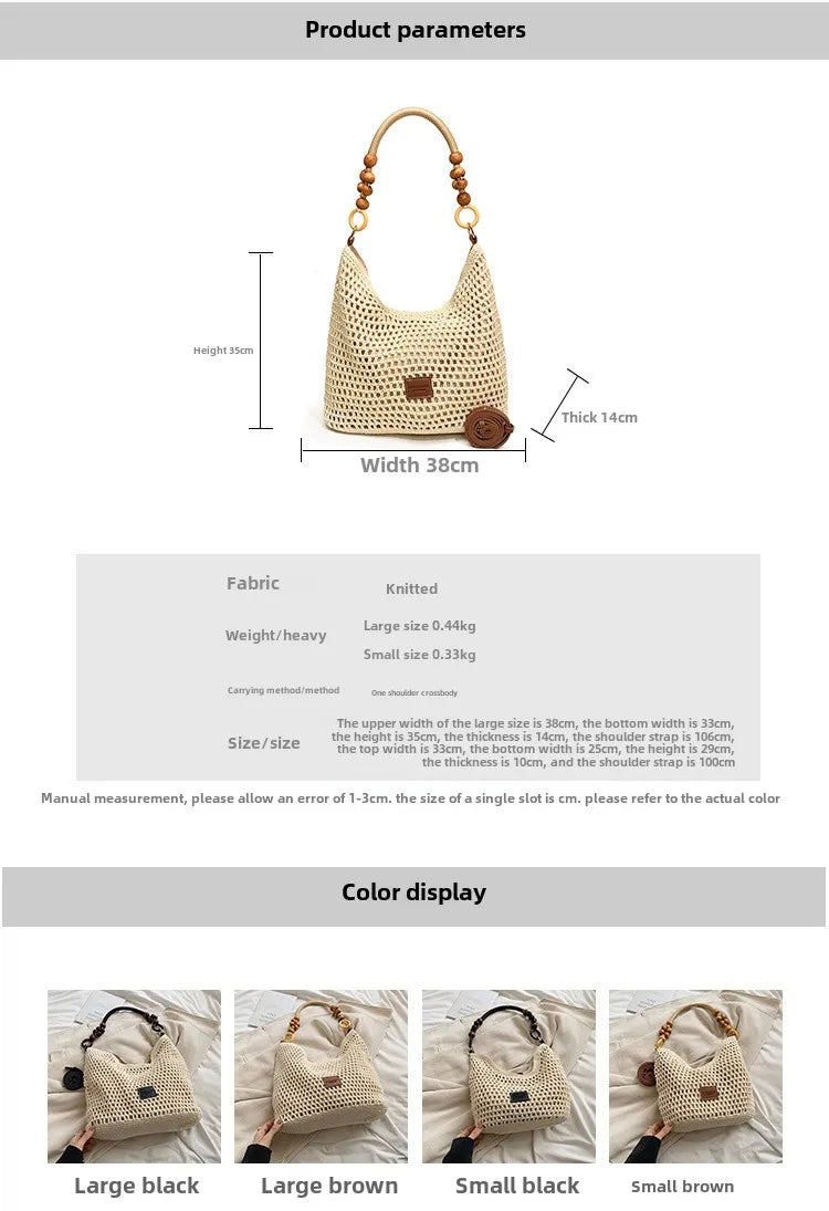 KNIT MESH BUCKET SHOULDER BAG